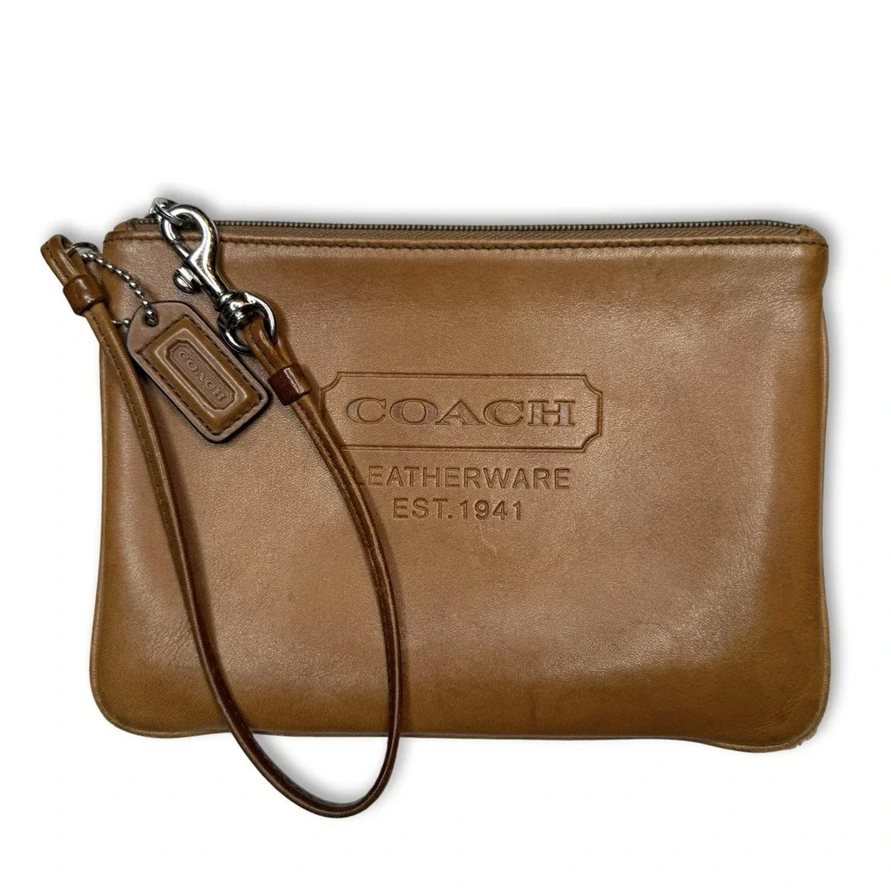 NWOT Coach Vintage Heritage Leather Wristlet w/ Mini Bag Charm